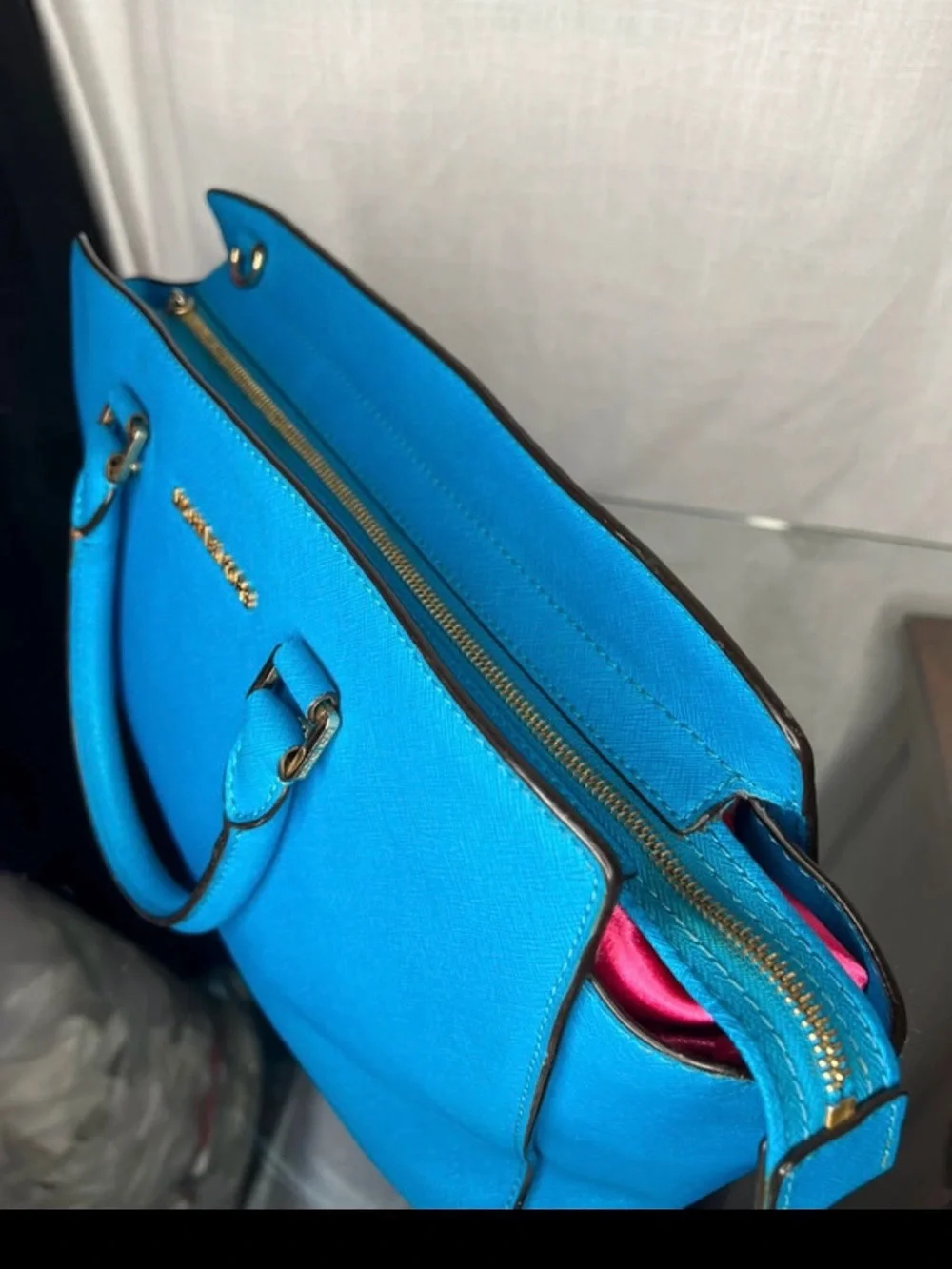 Michael Kors Blue Saffiano Leather Handbag